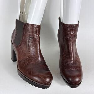 Sperry Claremont Chelsea Women’s 9.5 Brown Leather Block Heel Ankle Boots